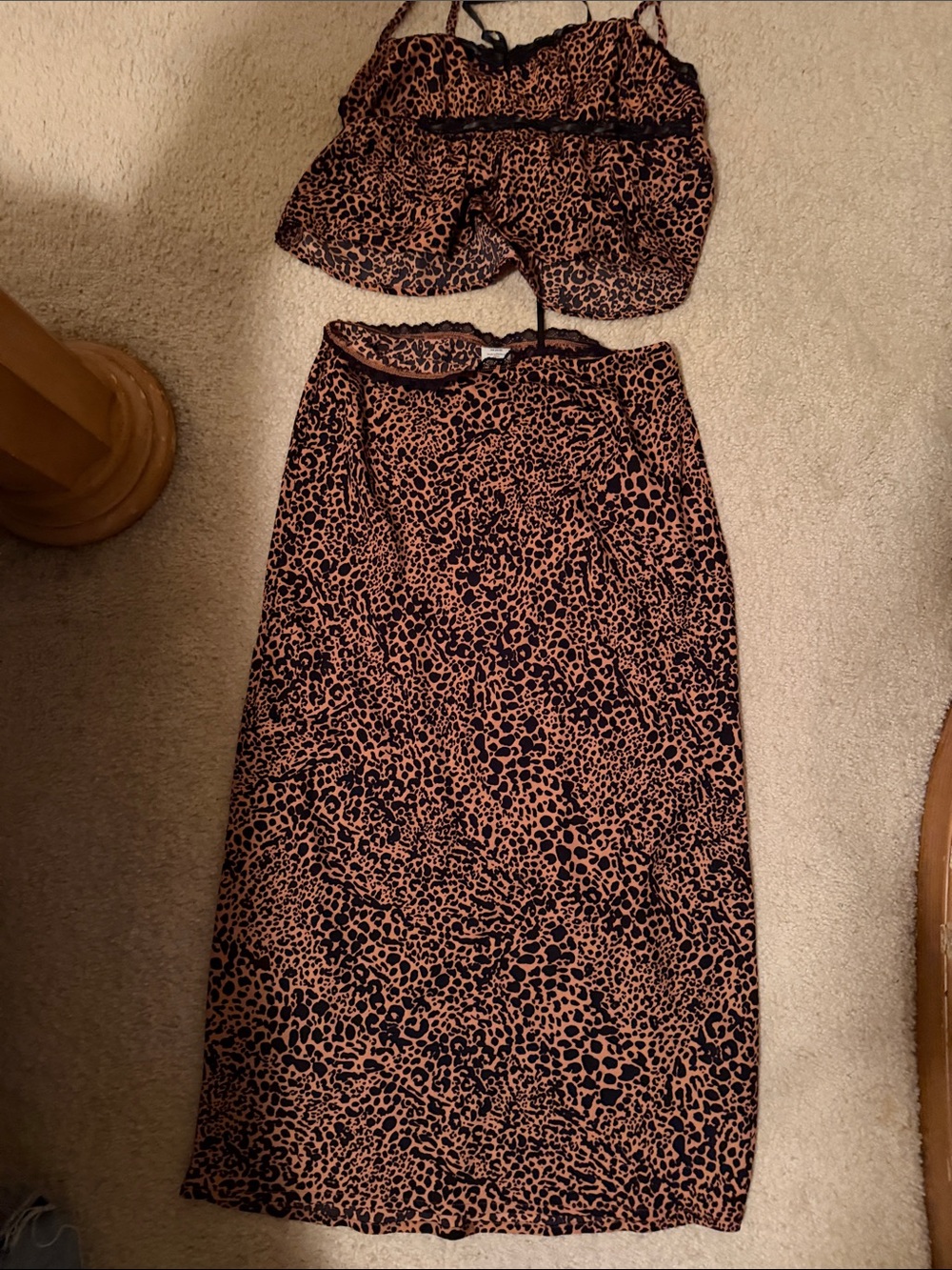No Boundaries Leopard-Print Midi Skirt Set in Brown and Black